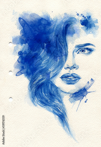  Beautiful woman. watercolor illustration