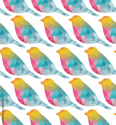 Fototapeta Colorful birds seamless pattern