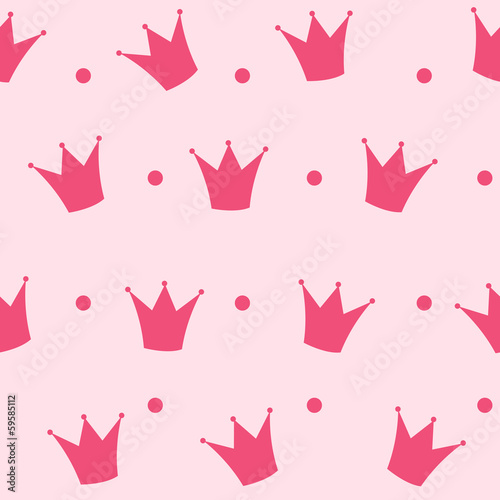 Lacobel Princess Crown Seamless Pattern Background Vector Illustration.