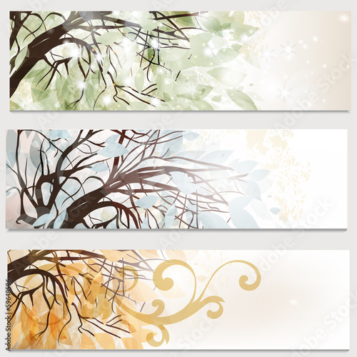 Fototapeta Business cards set with trees