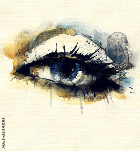 Lacobel Woman eye . Hand painted fashion illustration