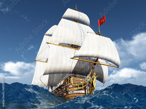 Fototapeta Segelschiff in stürmischer See