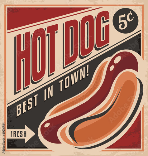 Fototapeta Retro hot dog vector poster design