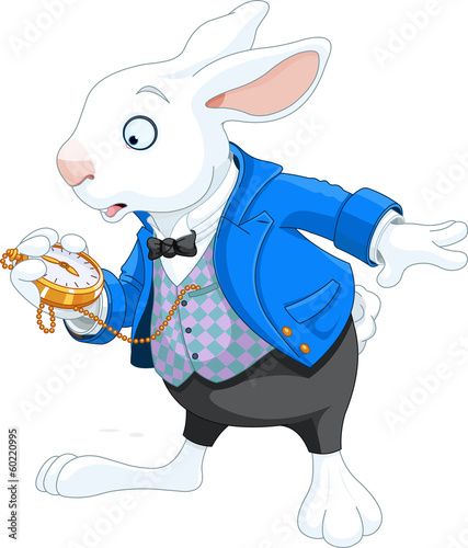 Fototapeta White Rabbit with pocket watch