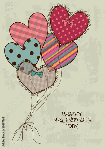 Valentine's greeting card with heart air balloons