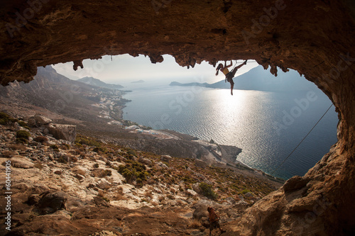 Fototapeta Rock climbers at Kalymnos Island, Greece