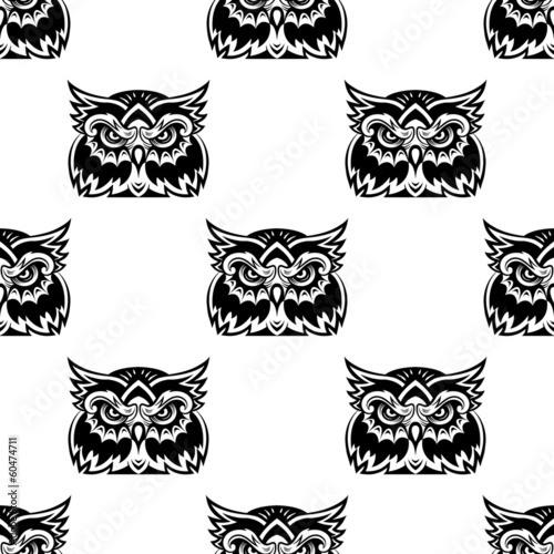 Fototapeta Cute little wise old owl seamless pattern