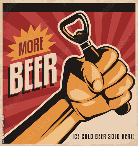  Beer retro poster design with revolution fist