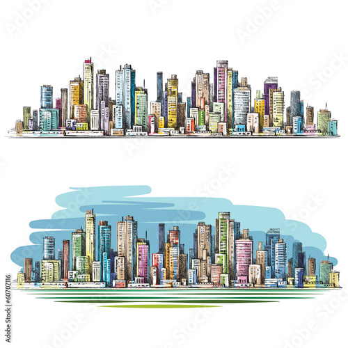 cityscape-recznie-rysowane-wektor