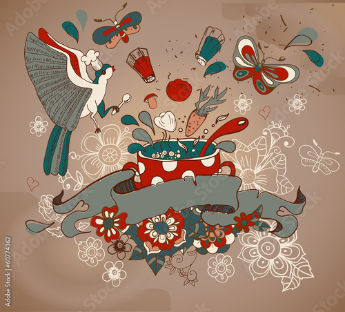 piekna-kreskowka-z-warzywami-patelni-ptakow-i-kwiatow