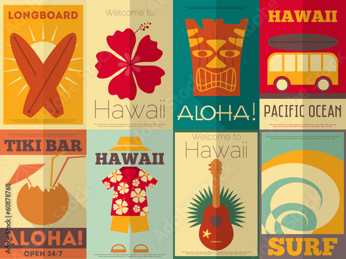 Fototapeta Retro Hawaii posters collection