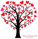 Valentine Tree with Love Heart  Vector Illustration EPS 10.