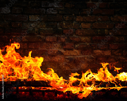 Fototapeta Fire in the fireplace