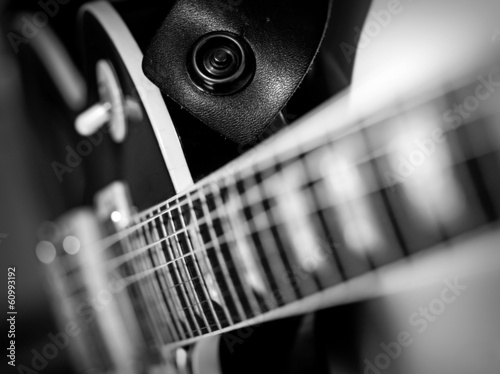 Fototapeta Electric guitar macro abstract black and white