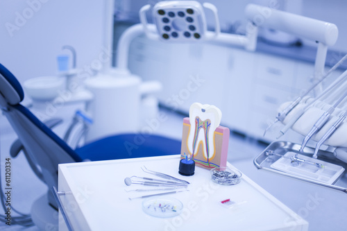 Zdjęcia Dental instruments and tools in a dentists office