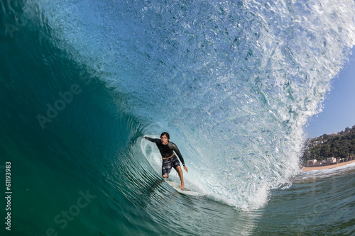 Fototapeta Surfing Tube Ride Large Wave