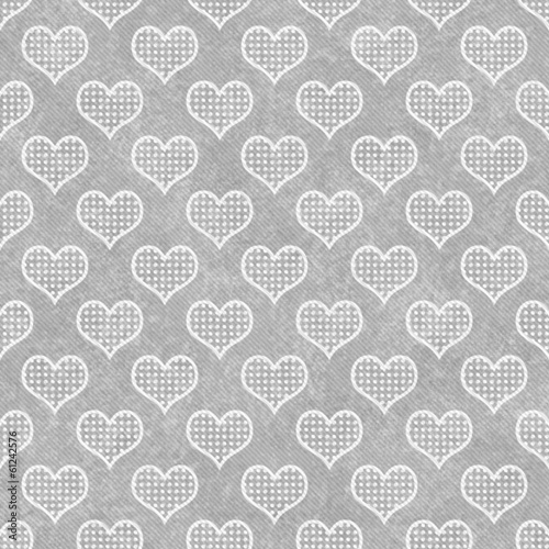 Fototapeta Gray and White Polka Dot Hearts Pattern Repeat Background