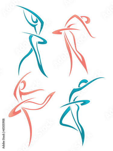 Fototapeta vector collection of abstract women in ballet pose