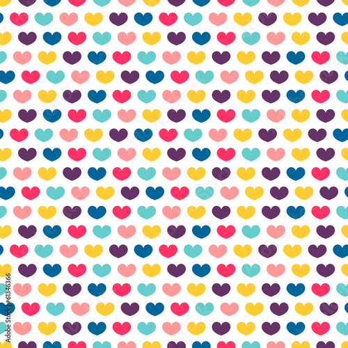 Fototapeta Seamless pattern with little colorful hearts