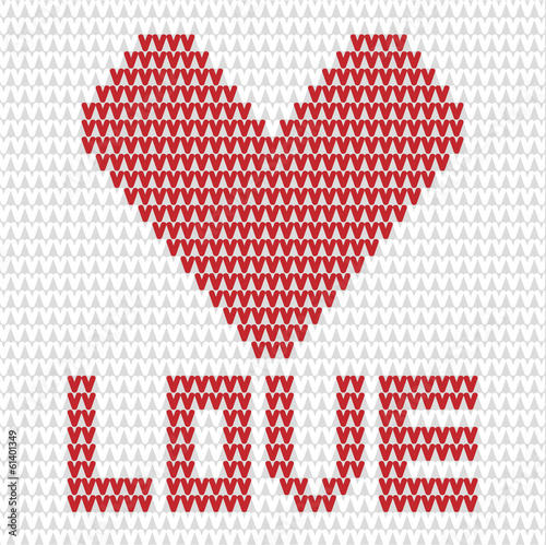  Knitted heart white and red