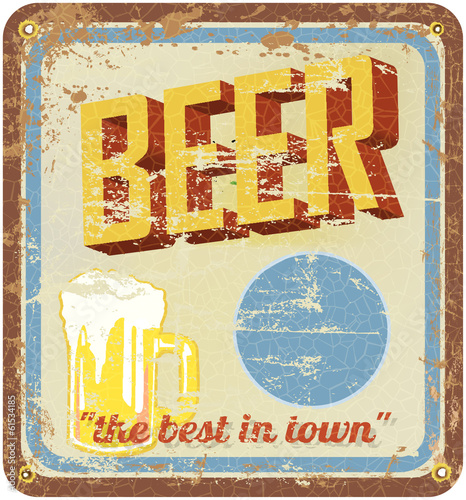 Fototapeta retro beer illustration, free space for your text