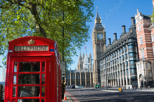 Fototapeta London Red Telephone Box And Big Ben