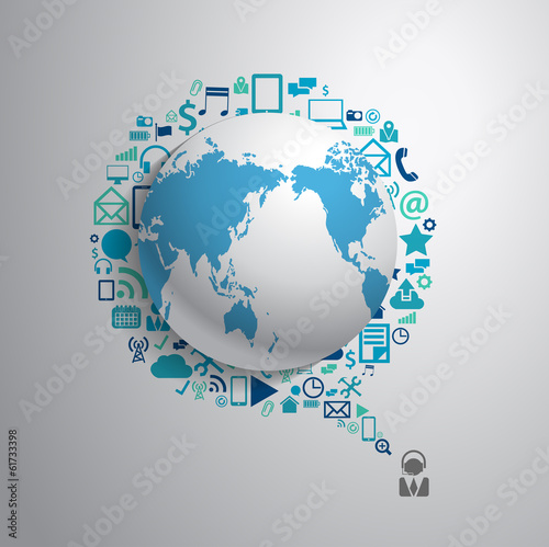 Fototapeta World globe with app icon
