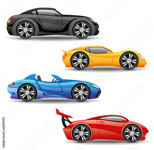  Car icons isolated on white.