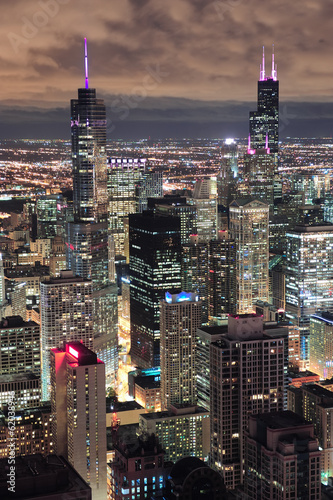 chicago-urban-widok-z-lotu-ptaka-o-zmierzchu
