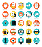 Marketing and design services flat icons set poster