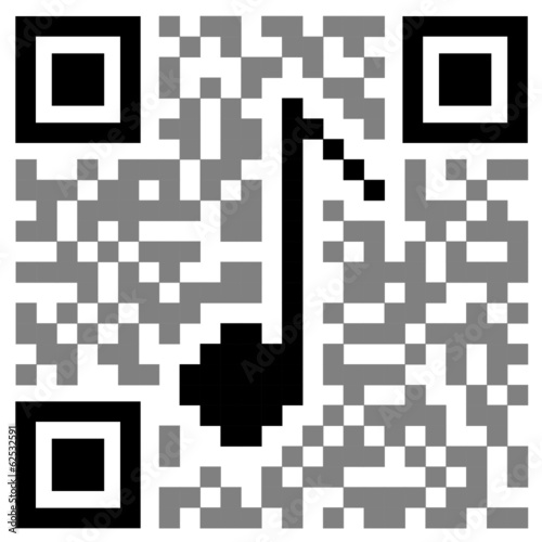 ""MUSIC" QR CODE (play live audio media player listen button)" Stock