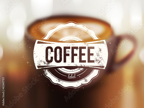  Coffe label against blurred background