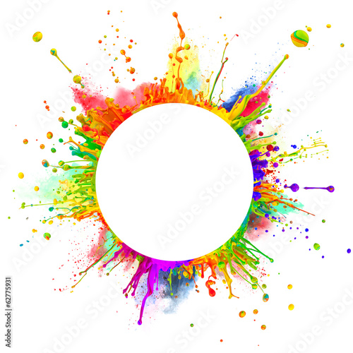  Colored paint splashes in round shape