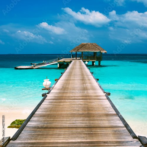 Beautiful beach with water bungalows