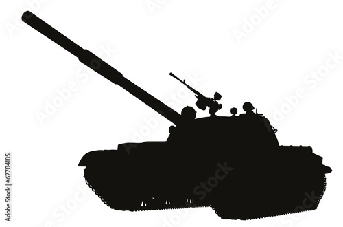 Fototapeta Tank detailed silhouette. Vector