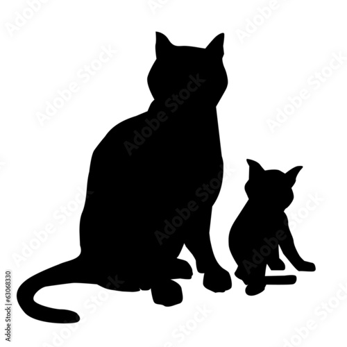  Cat & Kitten-vector