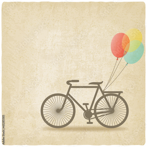 Fototapeta bike with balloons old background