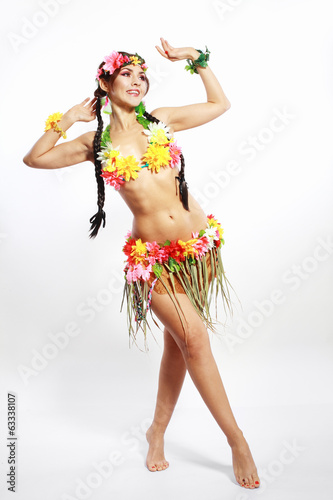 Fototapeta girl with Hawaiian accessories