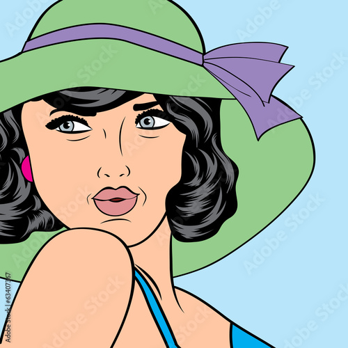 popart-retro-kobieta-z-kapeluszem-slonce-w-stylu-komiksow-lato-illustra