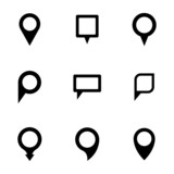 Vector black map pointer icons set poster