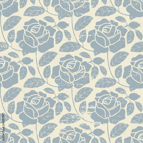  Vintage vector seamless pattern background with roses