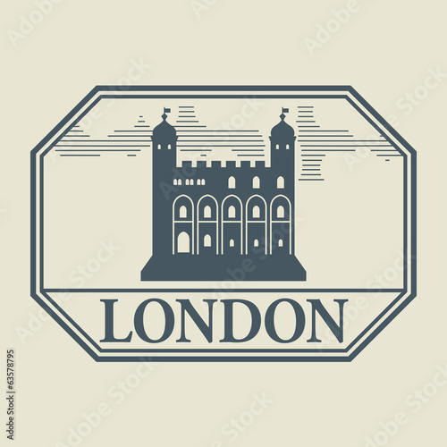Fototapeta Stamp or label with word London inside, vector illustration