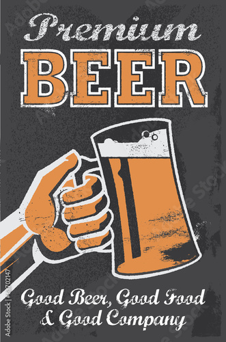 Fototapeta Vintage Brewery Beer Poster - Chalkboard Vector Sign