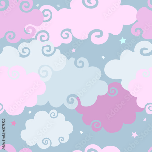 Fototapeta Pink Clouds seamless background.