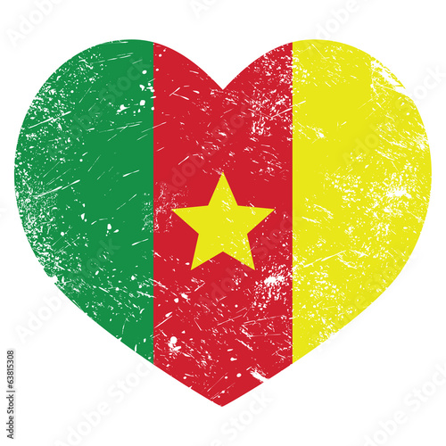  Cameroon retro heart shaped flag