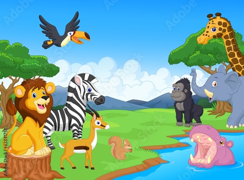 sliczne-afrykanskie-safari-zwierzat-kreskowek-scen