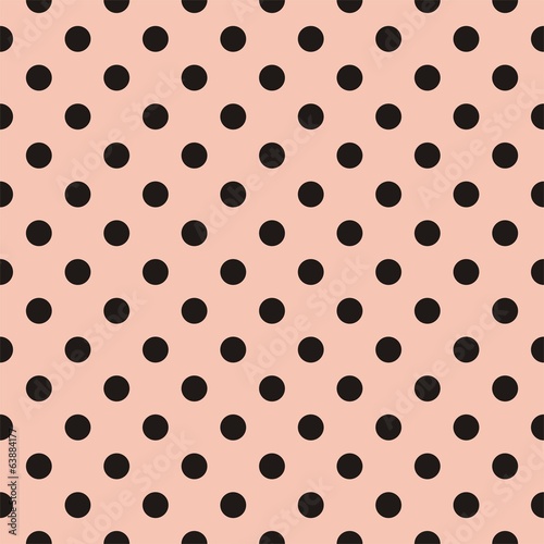 Fototapeta Vector black polka dots pink background or tile pattern