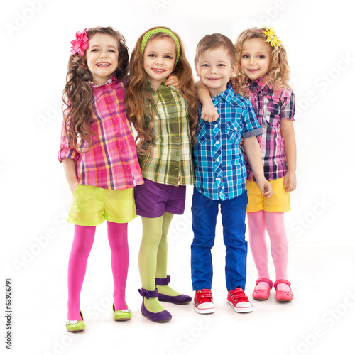  Cute fashion kids are standing together