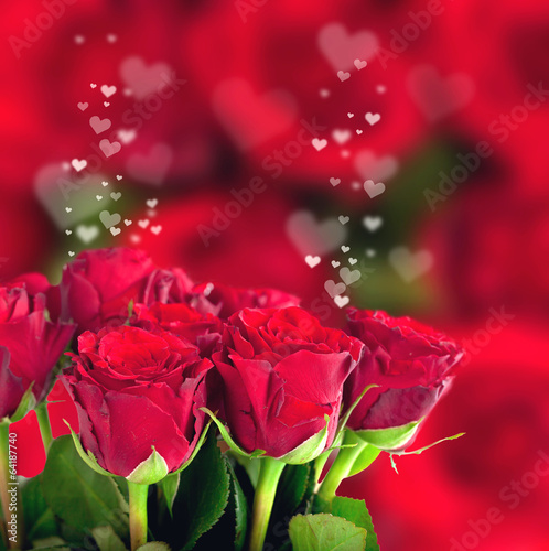 Fototapeta rote Rosen und Herzen-Muttertag