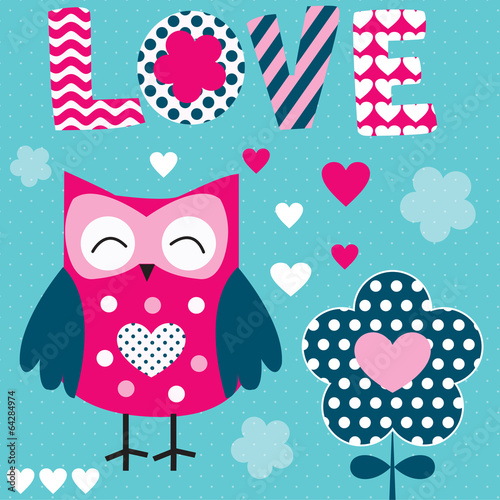 Fototapeta love owl vector illustration